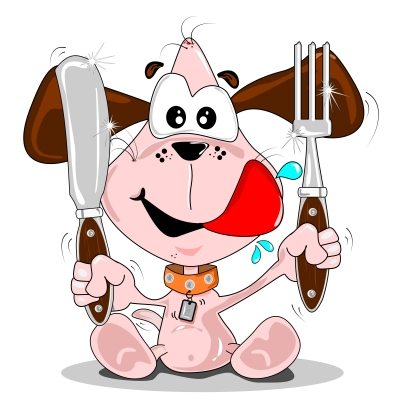 Cartoon dog ready to eat